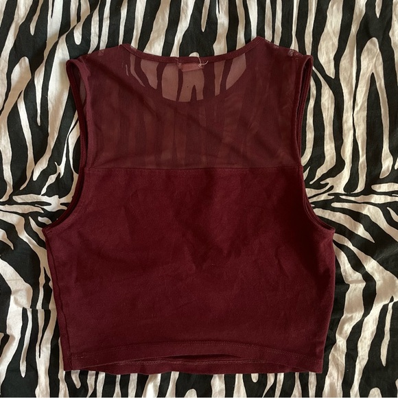 y2k garage burgundy mesh crop top 💋 - Picture 2 of 3